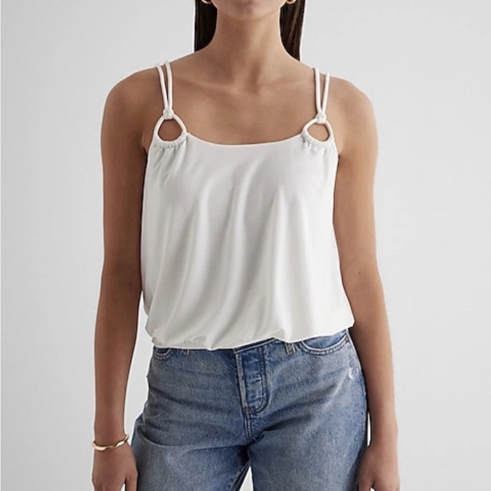 Express Women’s Tank Size XL Skimming Scoop Neck Double Strap Loop White NWT $54
